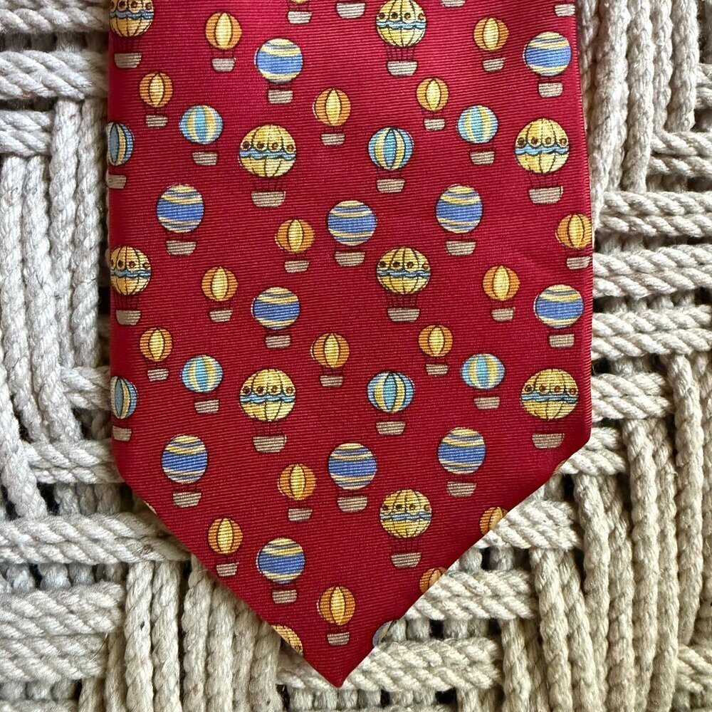 Vintage Burberry Hot Air Balloons 100% Silk Tie 58"